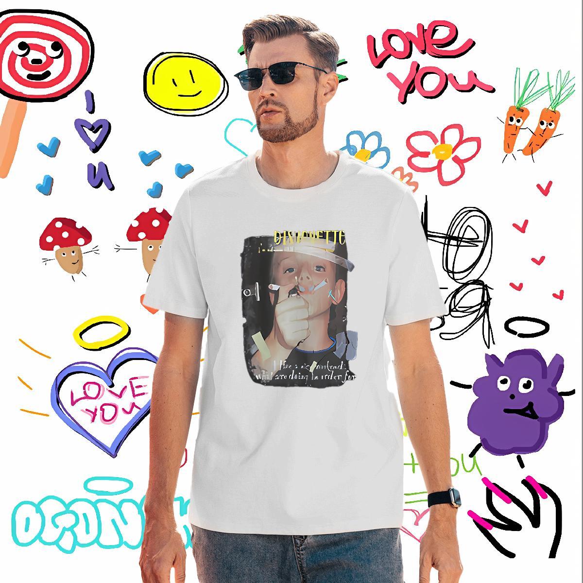 T Shirts Men 230g 100% Cotton portrait Spring Summer Breathable White Plus Size Tshirt for Man Woman Fashion Designer Cool Tshirts