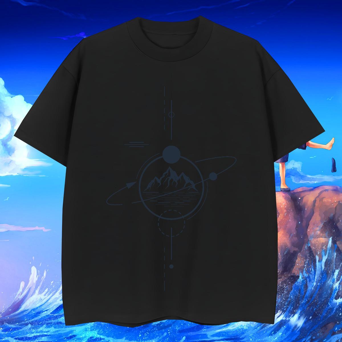 Loose Fit Tshirt for Man Woman 230g Cotton Anime Printing Street mountains Customized Print Breathable Short Sleeve Brand T shirt Tops Shirt