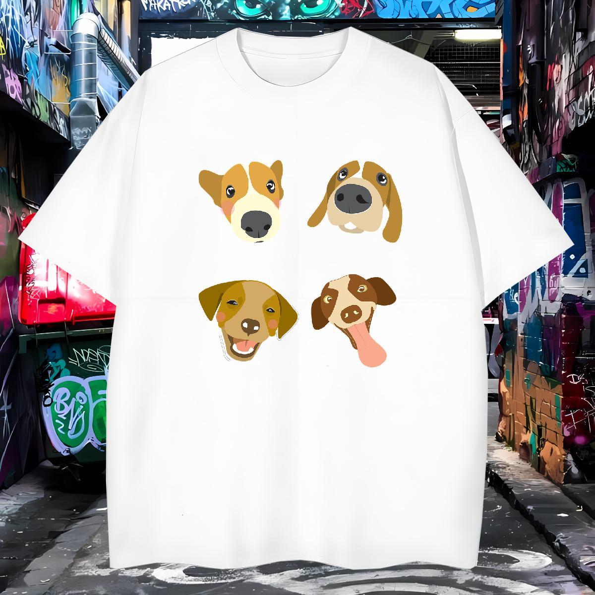 T-Shirts 230g Cotton dogs Hip Hop Street Breathable Custom Print Plus Size Tshirt for Man Woman Fashion New Soft Tees