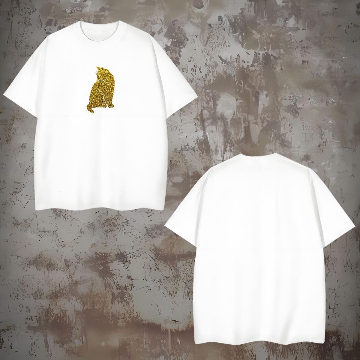 Custom T Shirts Men 100% Cotton 230g cat Street Clothings Crew Neck Breathable Loose Men Clothes T-Shirt Custom Anime