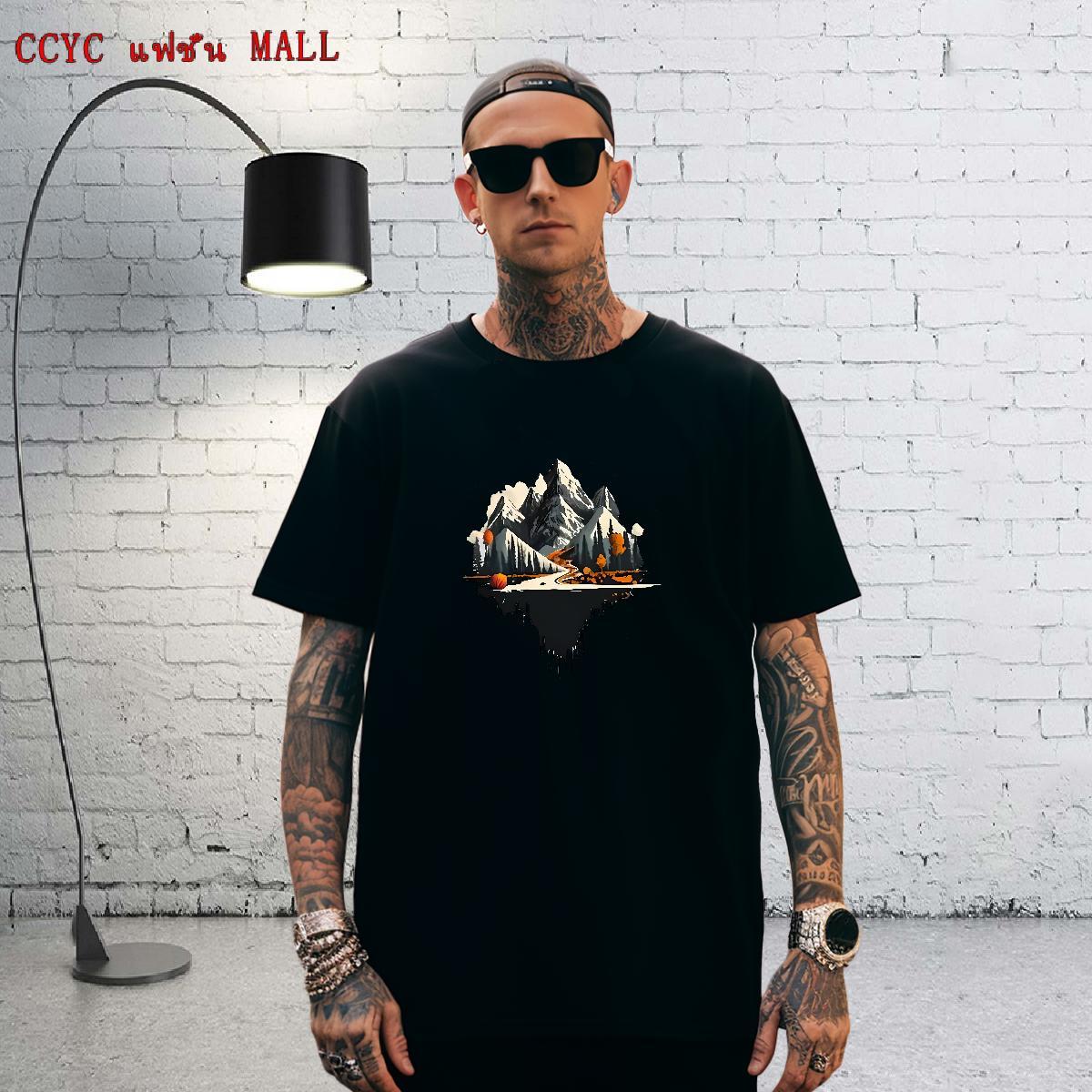 Designer Mens Tshirts 230g Cotton Casual mountains DIY Logo Oversized Round Neck Short Sleeve 2024 DIY Men T Shirts Tops Tees