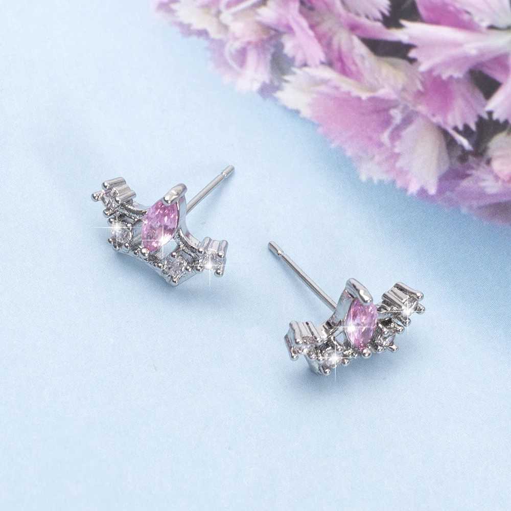 New Fashion Exquisite Pink Zircon Womens Earrings Retro Style Elegant Trend 2024 Crown Accessories Party Gifts Girls Jewelry W240803