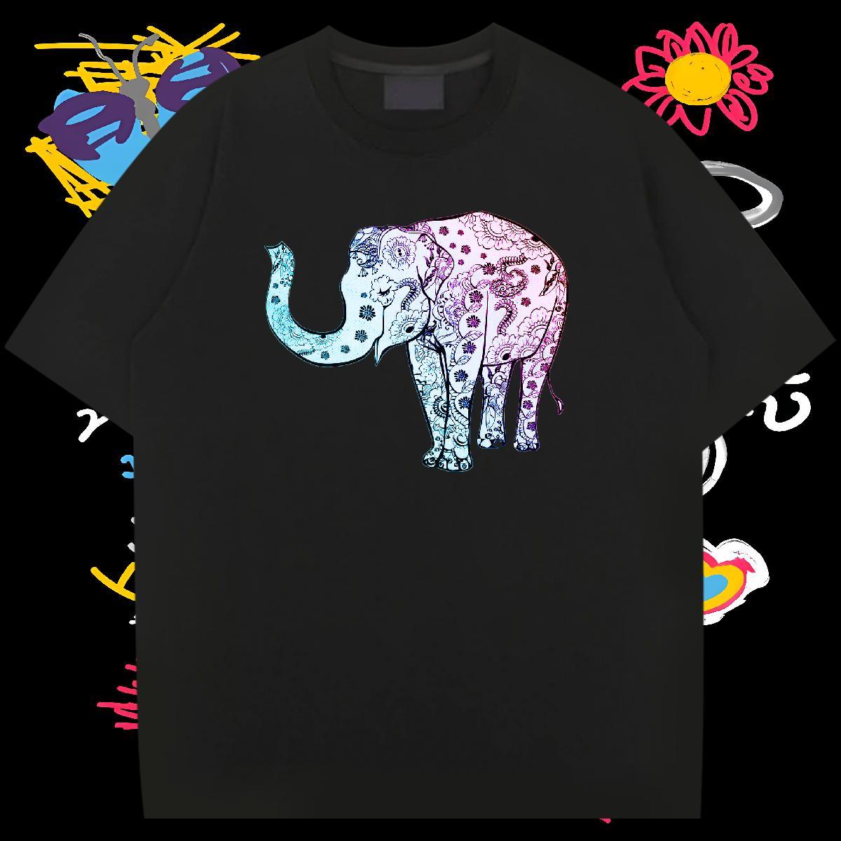 2024 Designer Mens T Shirts 230g 100% Cotton Elephant High Street Hip Hop Tees Round Neck Short Sleeve Free Shipping Men Clothes T-Shirt Asian Size