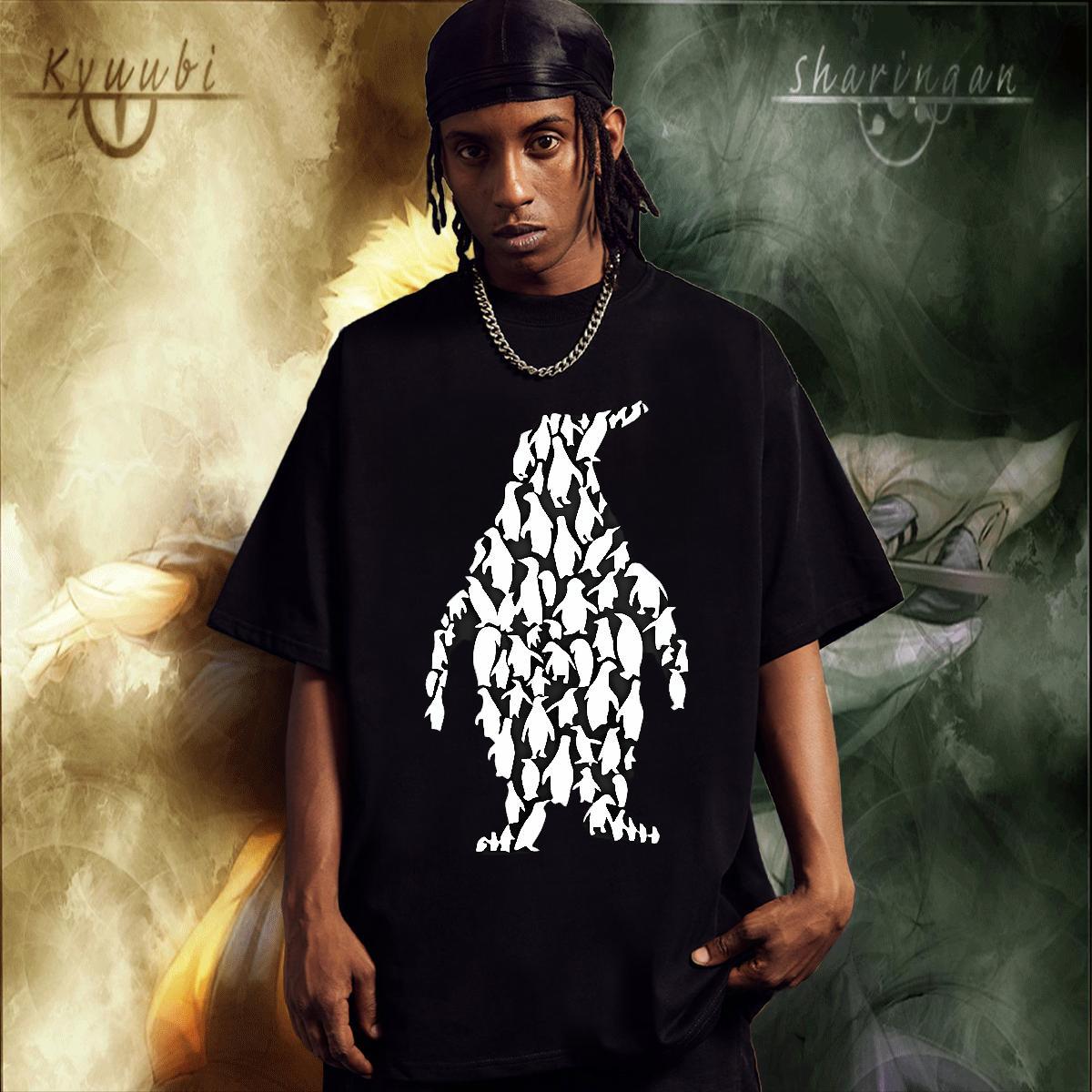 Loose Men Tees 230g Cotton Anime Printing Street penguin Customized Print Breathable Soft 2024 DIY T Shirt For Man Tops Tees