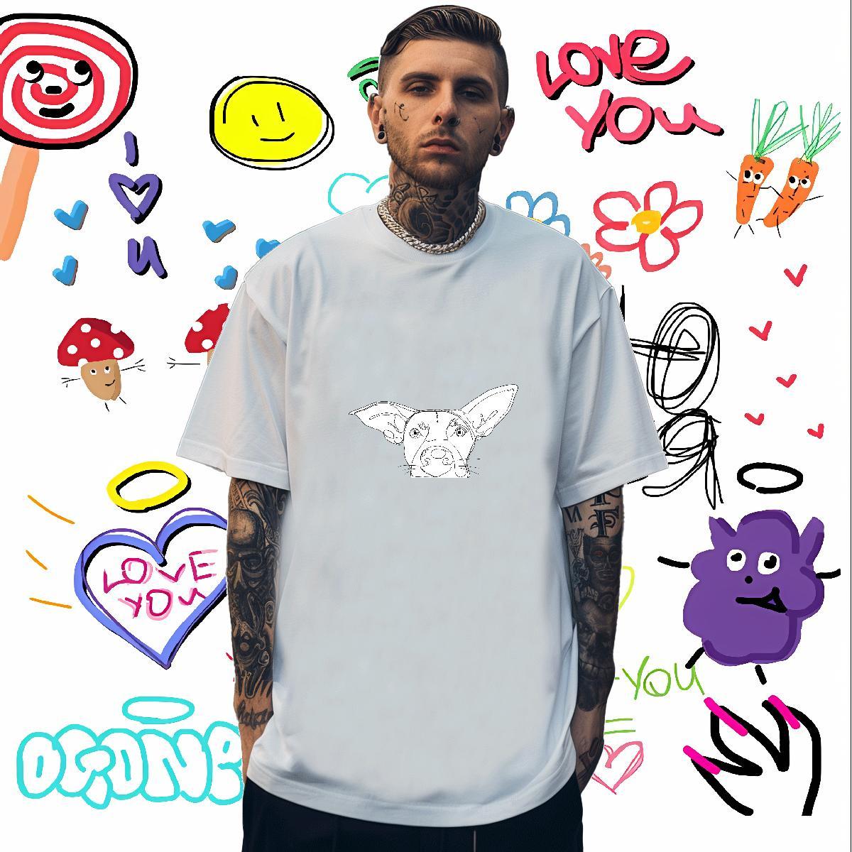 T-Shirts 230g 100% Cotton dog Hip Hop Short Sleeve Soft Custom Printing Men Tshirts Fashion Designer TOP Quality Wear