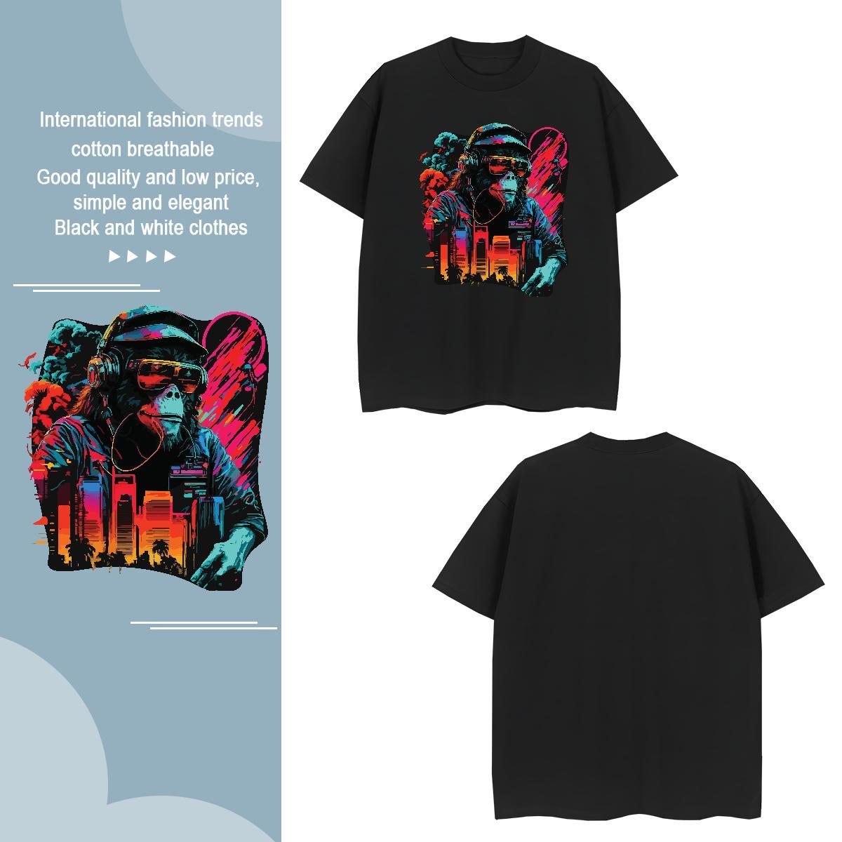 T shirt 230g 100% Cotton chimpanzee Home Outdoor Crew Neck Graphic Men Clothes T-Shirt Stylist Loose Fit Tees