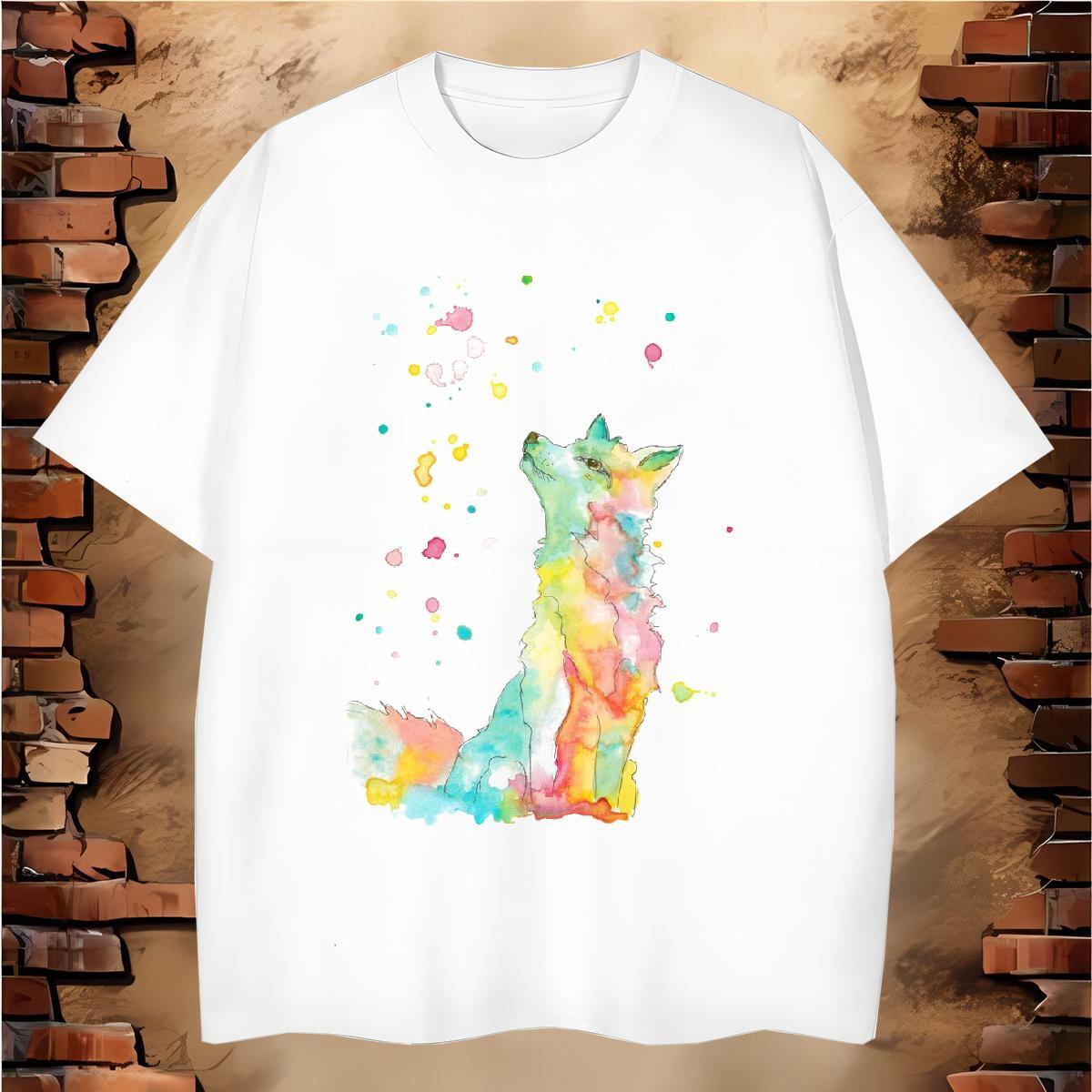 2024 DIY T-Shirts for Men 100% Cotton 230g wolf Sport Tshirts Short Sleeve O-Neck Popular Tshirt for Man Woman DIY Printed