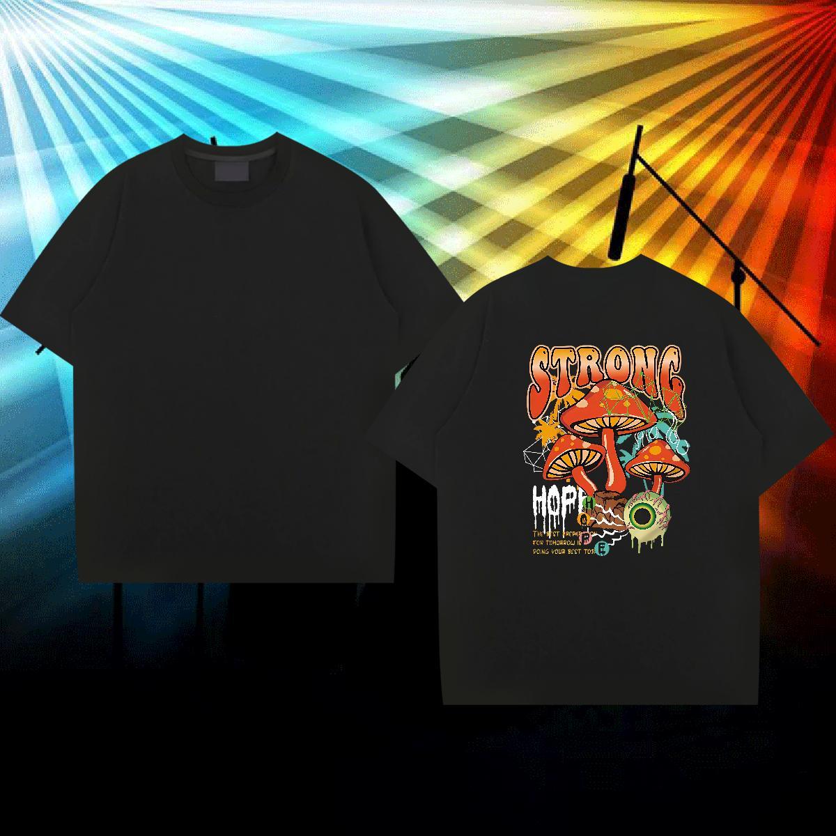 2024 Designer T Shirts Men 100% Cotton 230g mushroom Street Tee Shirt Round Neck Short Sleeve Loose Couples T Shirts Custom Cartoon