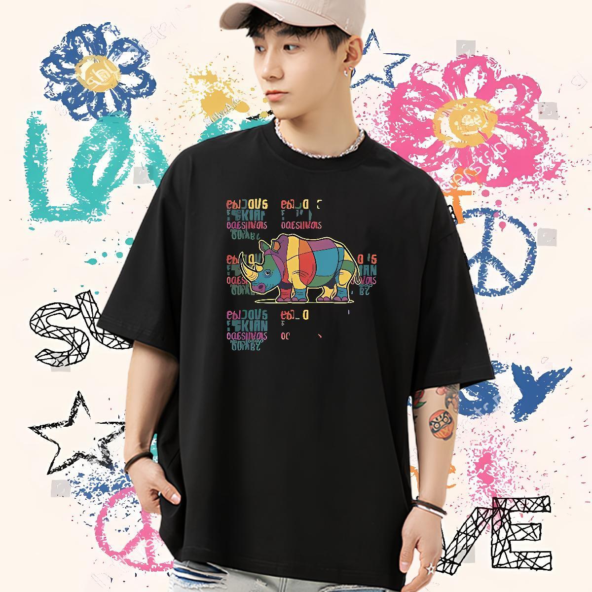 Fashion Designer T Shirts Men 230g Pure Cotton Street Casual Polos O Neck Short Sleeves Popular Couples T Shirts Black White