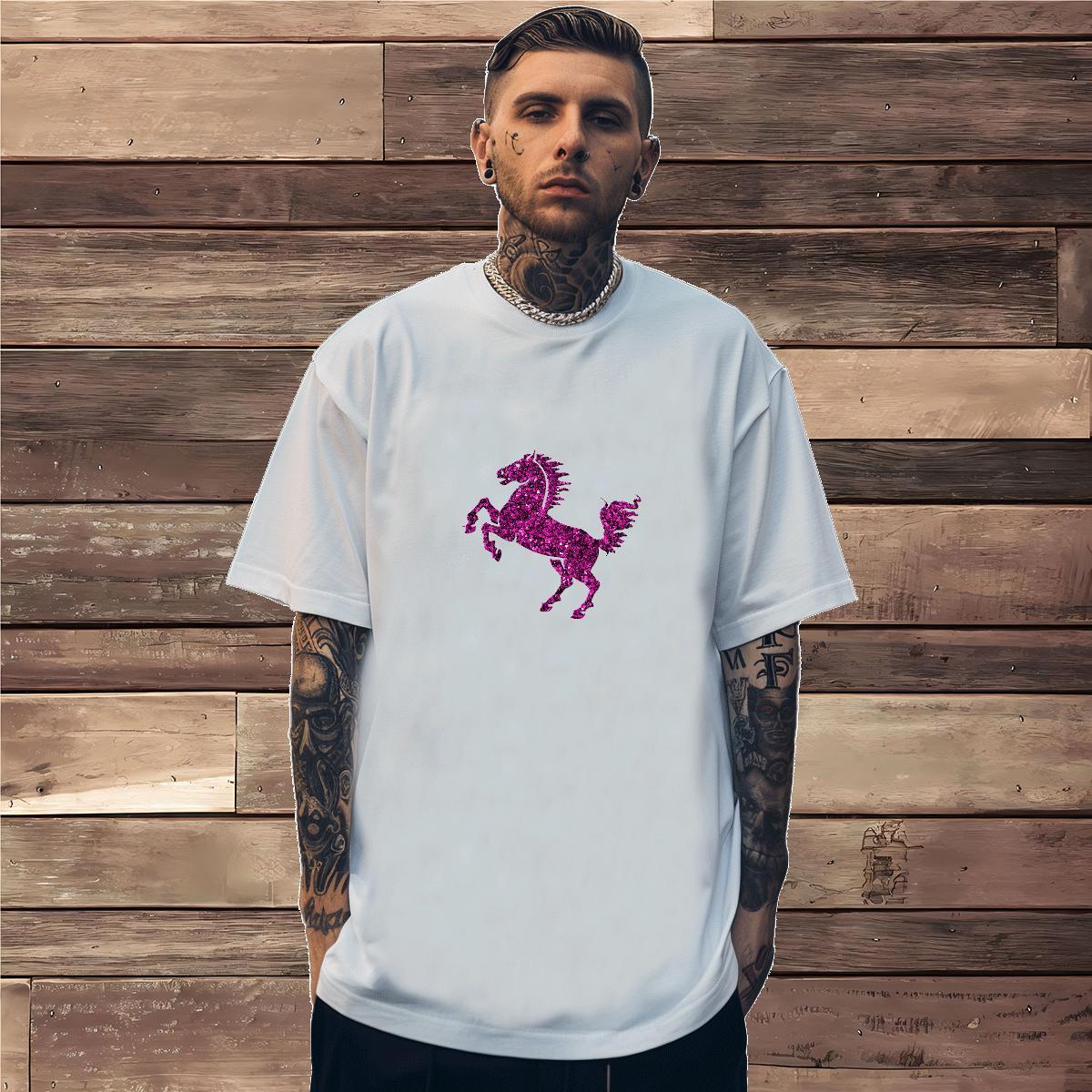 T-Shirts for Men 230g Cotton horse Hip Hop Breathable Short Sleeve DIY Printed Mens Tshirts Designer High Quality Polos