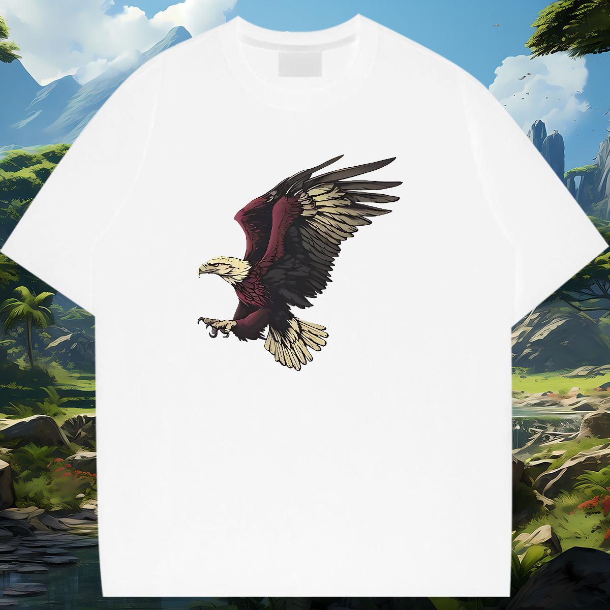 Comfortable Woman T Shirts Crew Neck Breathable Woman Tshirt Cartoon Printing L-4XL eagle Spring Summer 100% Cotton 230g Fashion New Top Tees