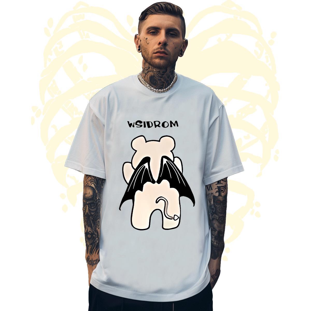 Cool Design Men Tees 100% Cotton 230g bear Mens T Shirts Sports Casual Round Neck Short Sleeve White Plus Size DIY Tee Shirt