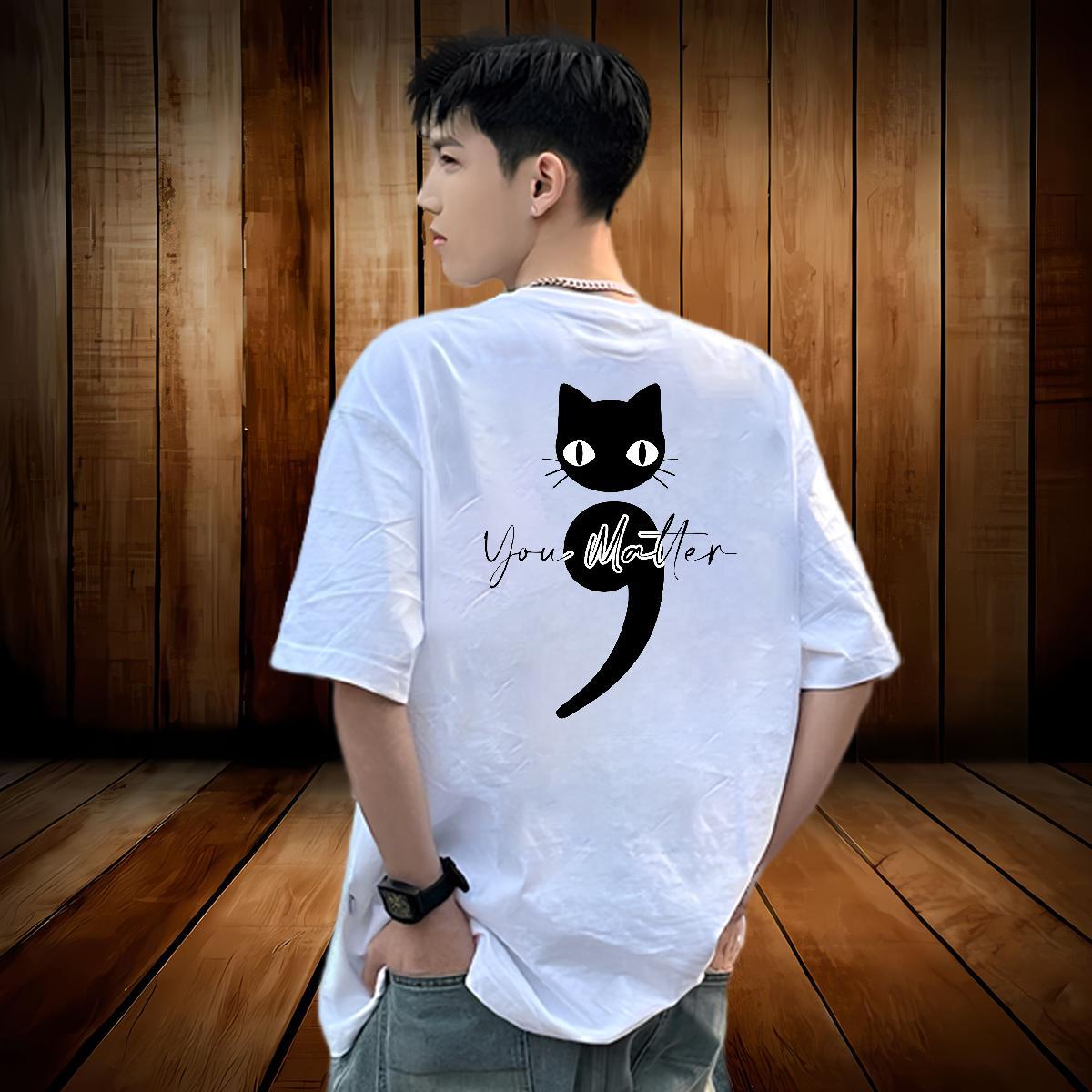 Fashion T-Shirts for Men 230g Cotton cute Beach Tees Breathable Short Sleeve High Quality Men Tshirts Cartoon Print