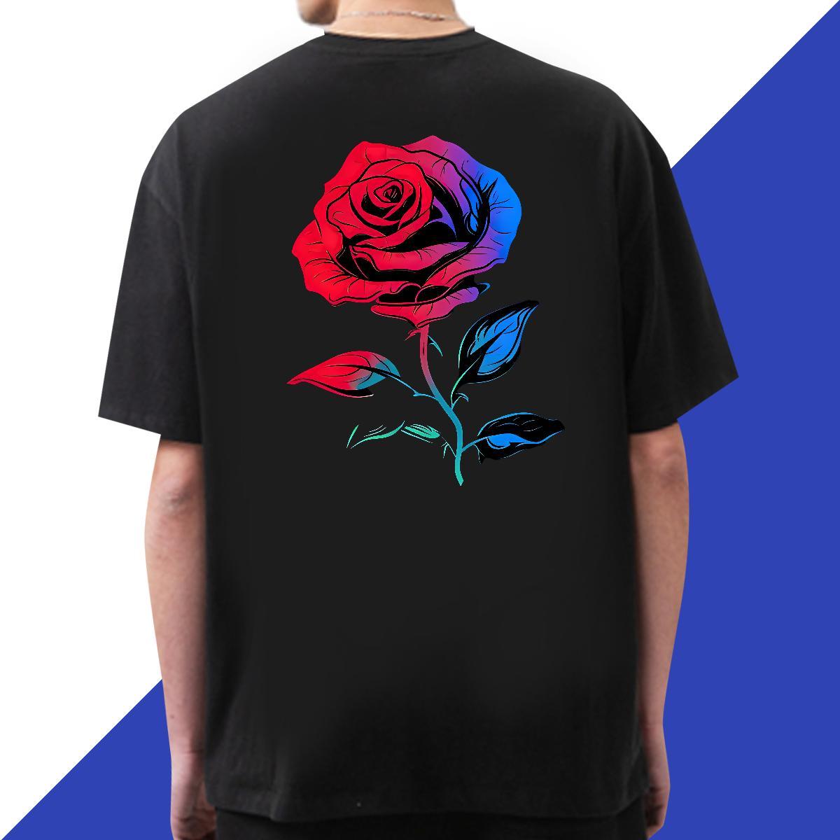 Fashion Design T Shirts Men 230g Pure Cotton ROSE Outdoor Top Tees O Neck Short Sleeves Free Shipping Tshirts Oversized 3XL 4XL