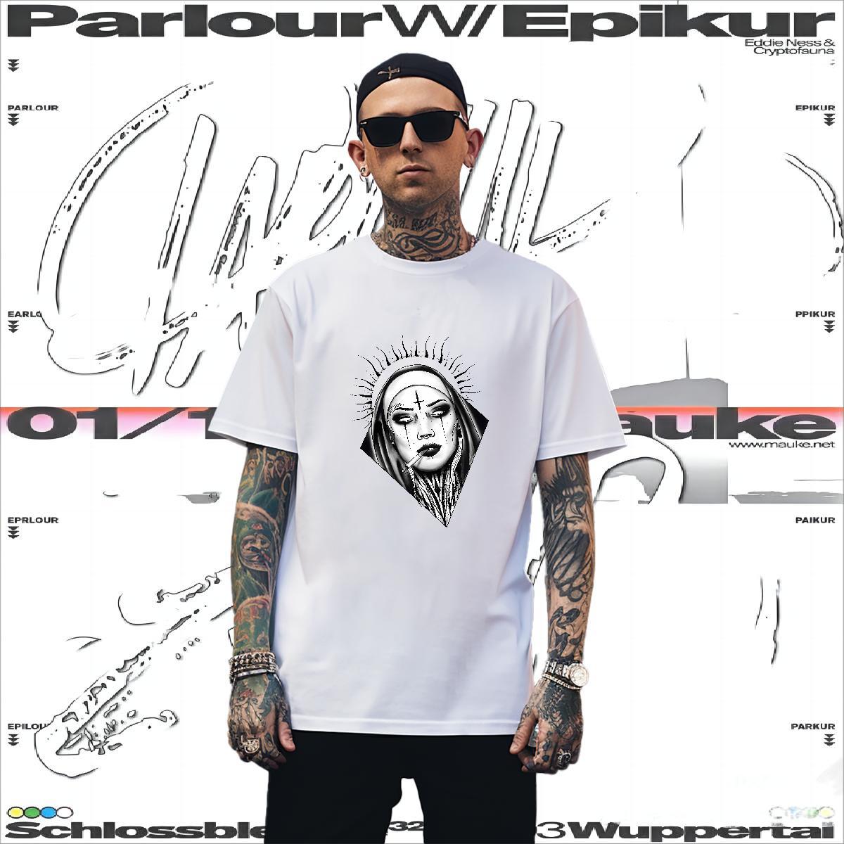 Men T Shirts 230g Cotton nun Spring Summer Crew Neck Black White Men Clothes T-Shirt Designer Cool Top Tees