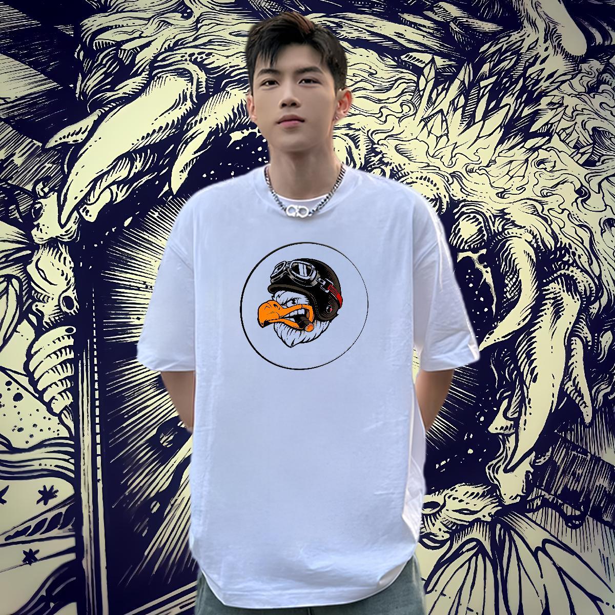 New Designer Mens T Shirts 230g Cotton eagle Spring Summer Tshirts Breathable Crew Neck Soft Men Clothes T-Shirt DIY