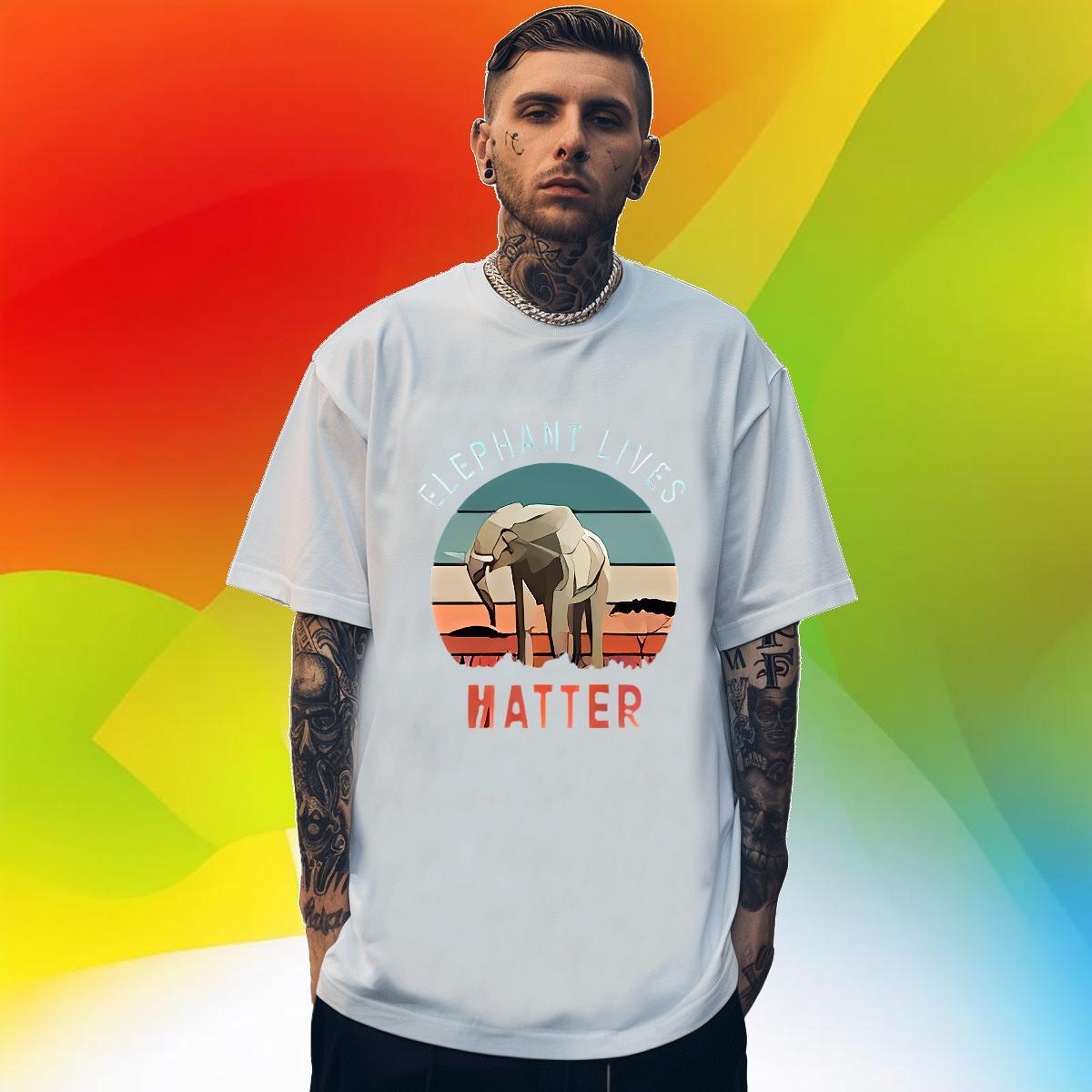 Soft Men Tees 230g Cotton Casual Beach Elephant DIY O-Neck Short Sleeve New Arrival Mens T Shirts Polos