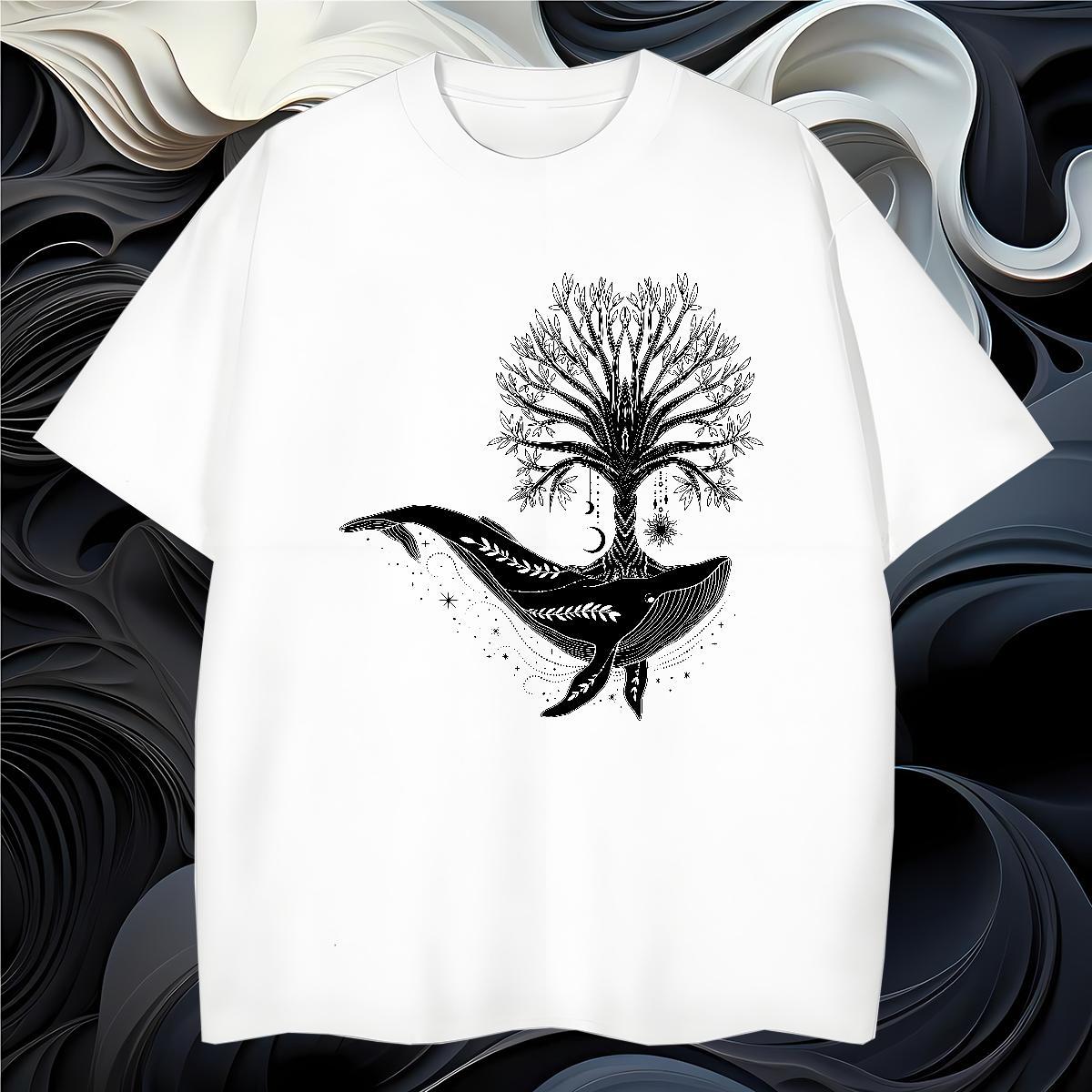 Mens T Shirts 100% Cotton 230g tree Street Casual Breathable Soft Oversized Men Clothes T-Shirt Fashion Design TOP Quality Tops Tees