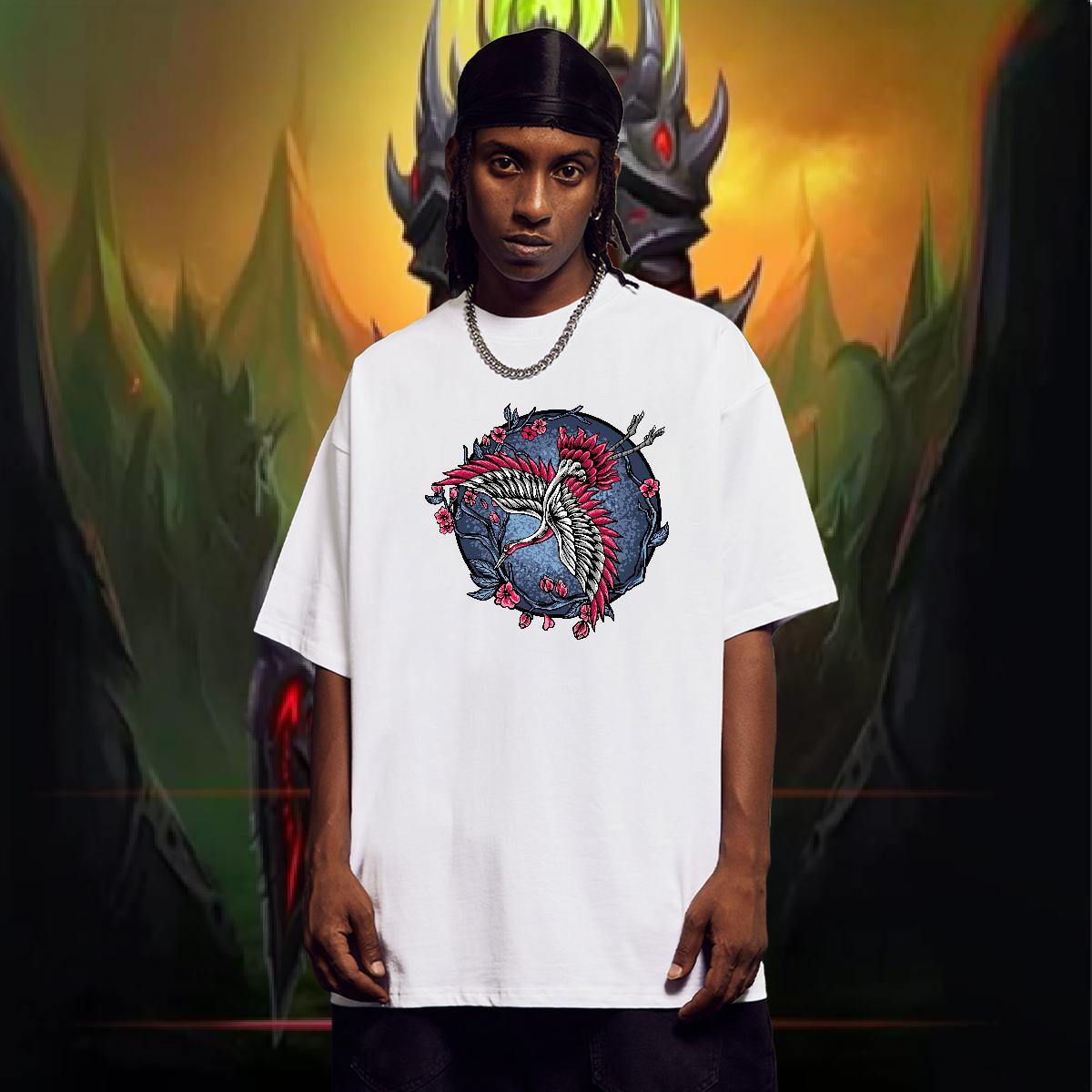 Fashion New T-Shirts for Men 230g Pure Cotton eagle Street Casual Top Tees Breathable Crew Neck Cool Men Tshirts Custom Big Size