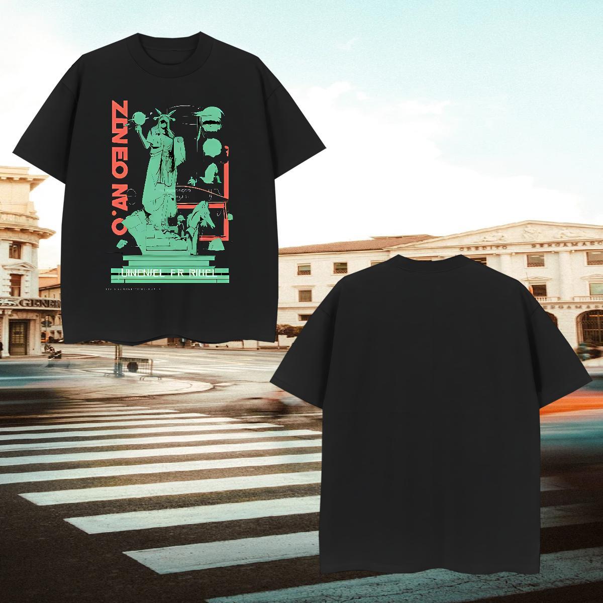 Soft Men Tops Tees 230g Pure Cotton the Statue of Liberty T-Shirts Casual Beach Breathable DIY Logo Oversized Fashion Design Tee Shirt