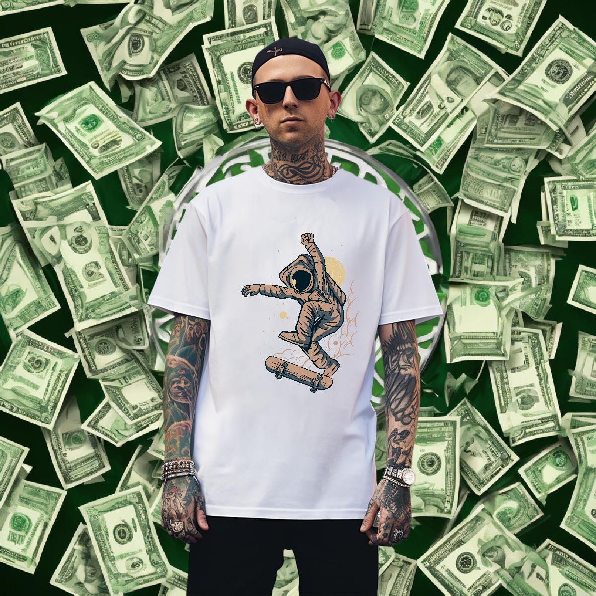 Man T Shirts 100% Cotton 230g universe Street Wear Short Sleeve O-Neck Cartoon Print Men Tshirts 2024 DIY Unisex Top Tees