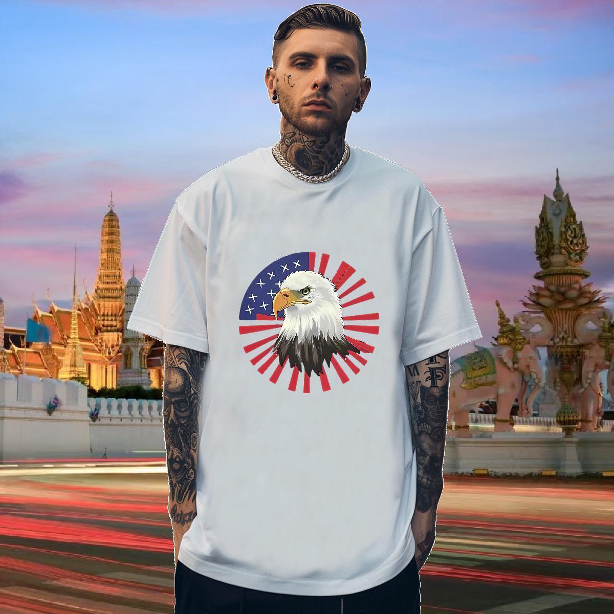 Men T Shirts 230g Pure Cotton eagle Home Outdoor Breathable Short Sleeve Anime Couples T Shirts New Arrival High Quality Tops