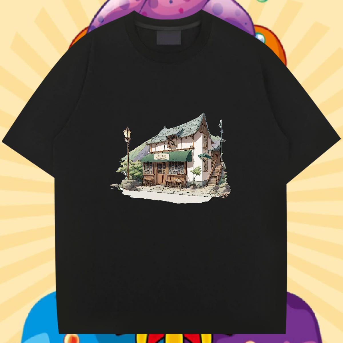 Fashion New T Shirts Men 100% Cotton 230g House Sport Wear Crew Neck Breathable Cool Men Clothes T-Shirt Cartoon Printing L-4XL