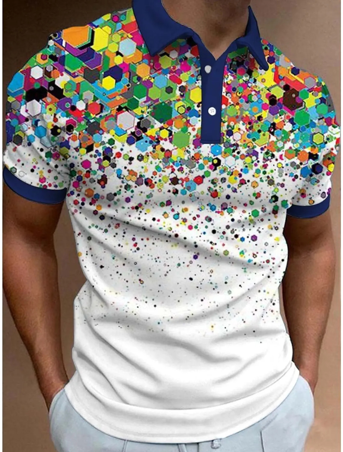 Mens Polo Shirt Golf Shirt Optical Illusion Graphic Print Geometry TurndownOutdoor Street Short Sleeves Button-Down Print Polos 240806