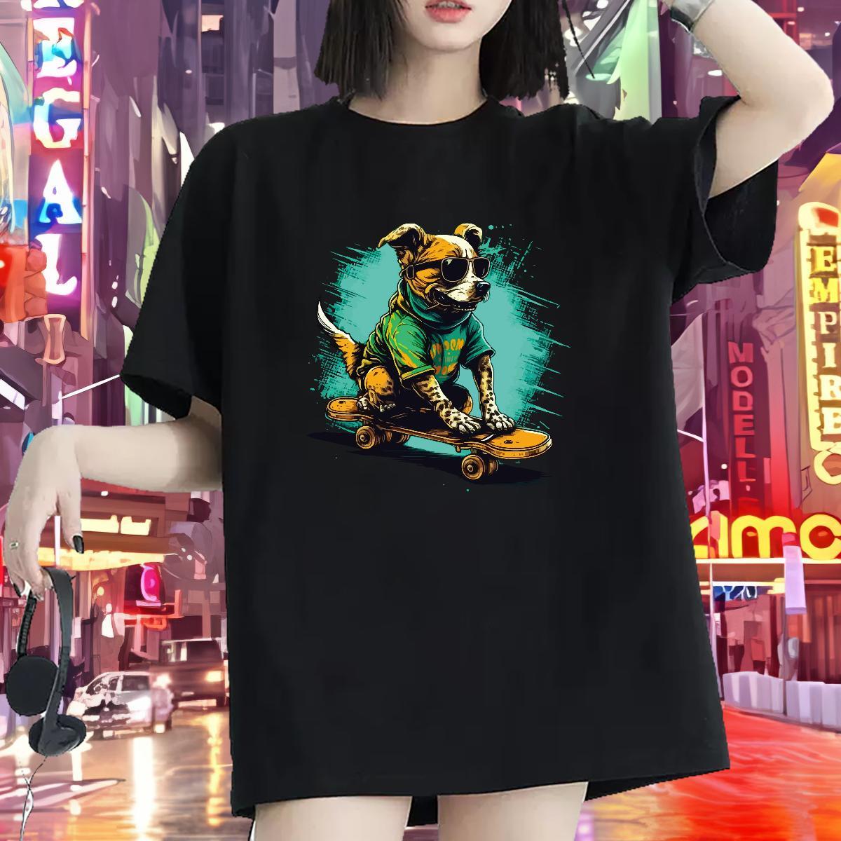 Loose fit Woman T Shirts Breathable Short Sleeve Unisex Tshirts Customized Print dog Daily Wear 230g Pure Cotton Designer Top Tees