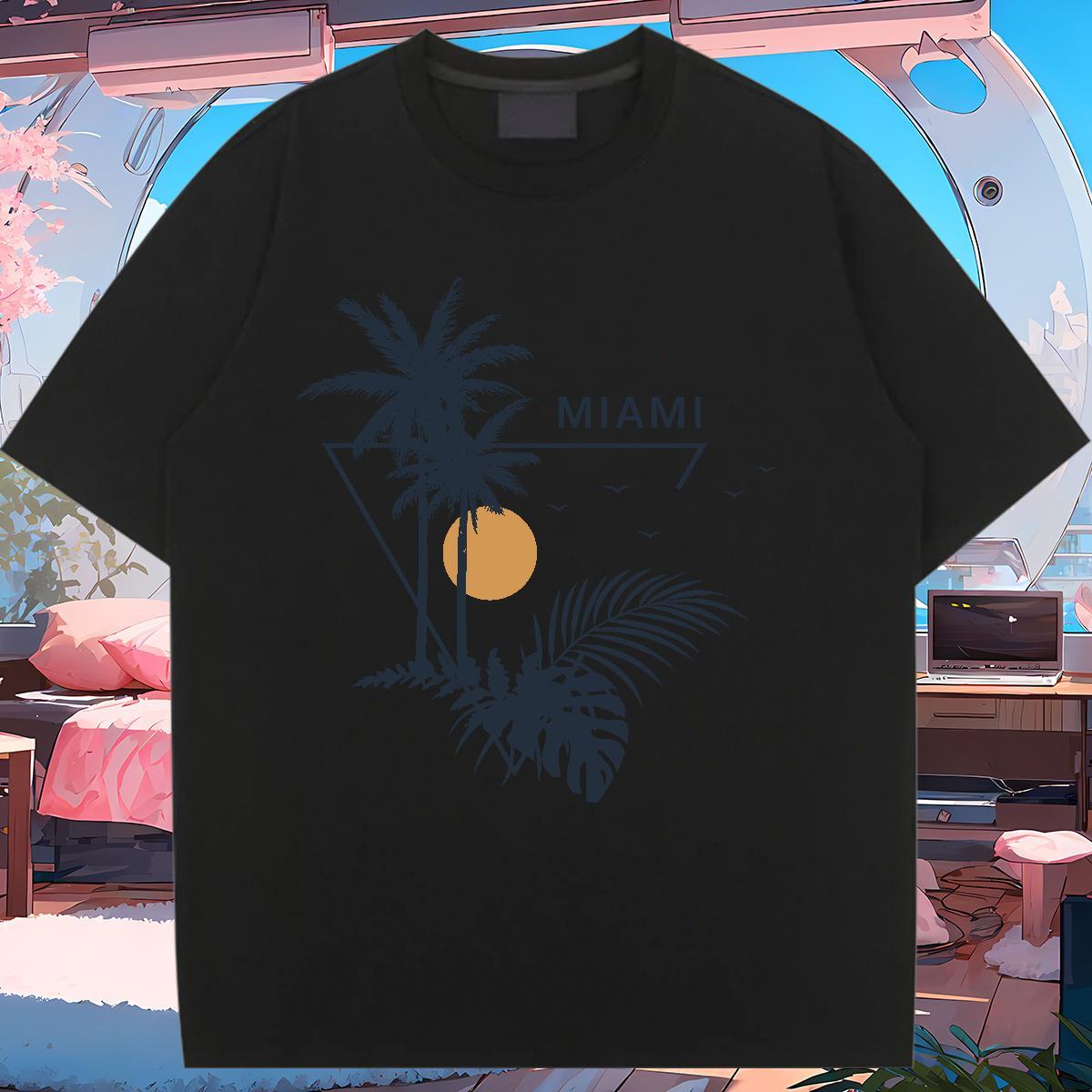 Brand T-Shirts O Neck Short Sleeves Lady T shirt Custom Print Oversized tree Beach 230g Cotton Fashion New Top Shirts