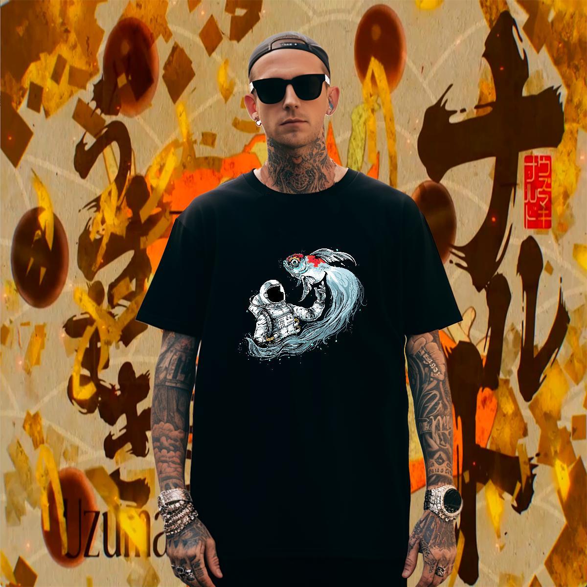 T-Shirts for Men 100% Cotton 230g universe Outdoor Short Sleeve O-Neck Plus Size Cartoon Mens Tshirts Classic TOP Quality Tops Shirt