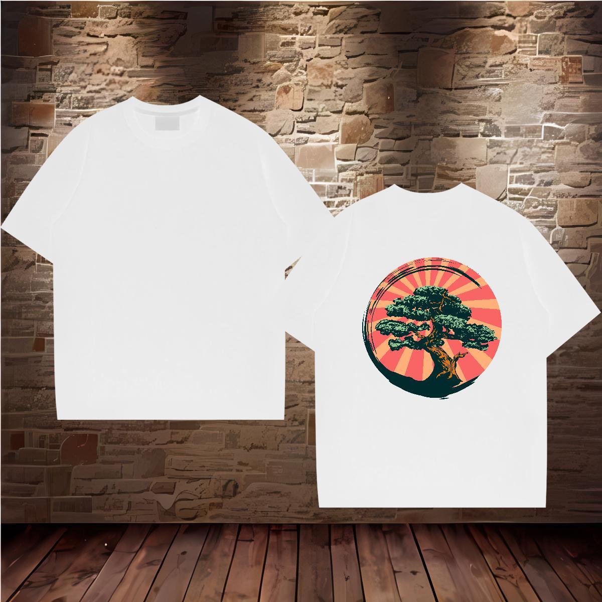 Classic T shirt 230g 100% Cotton tree Street wear Hip Hop Tshirts Breathable Short Sleeve Designer Men Tshirts Custom Cartoon