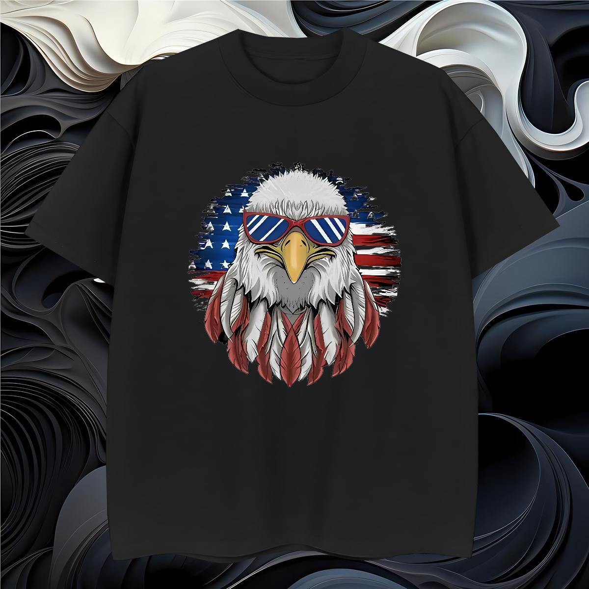 T-Shirts for Men 230g 100% Cotton eagle Daily Wear Breathable Short Sleeve Anime Print Tshirt for Man Woman Designer Fashion Cool Design Clothes