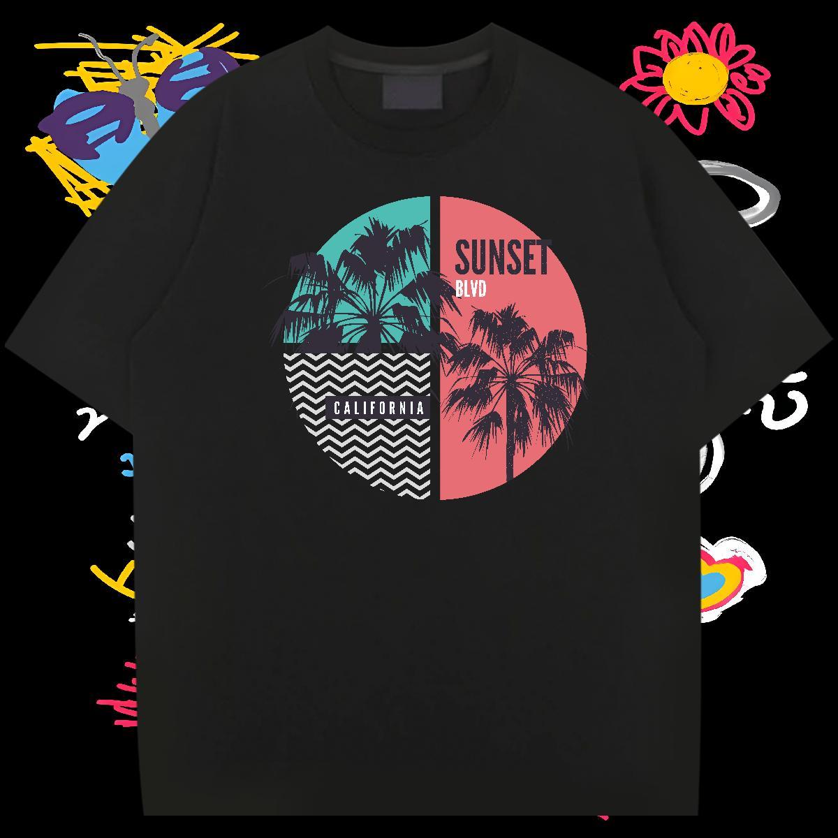 Wholesale T-Shirts for Men 230g 100% Cotton tree Street wear Hip Hop Top Tees Pure Cotton Cool Design Couples T Shirts Custom Print Plus Size
