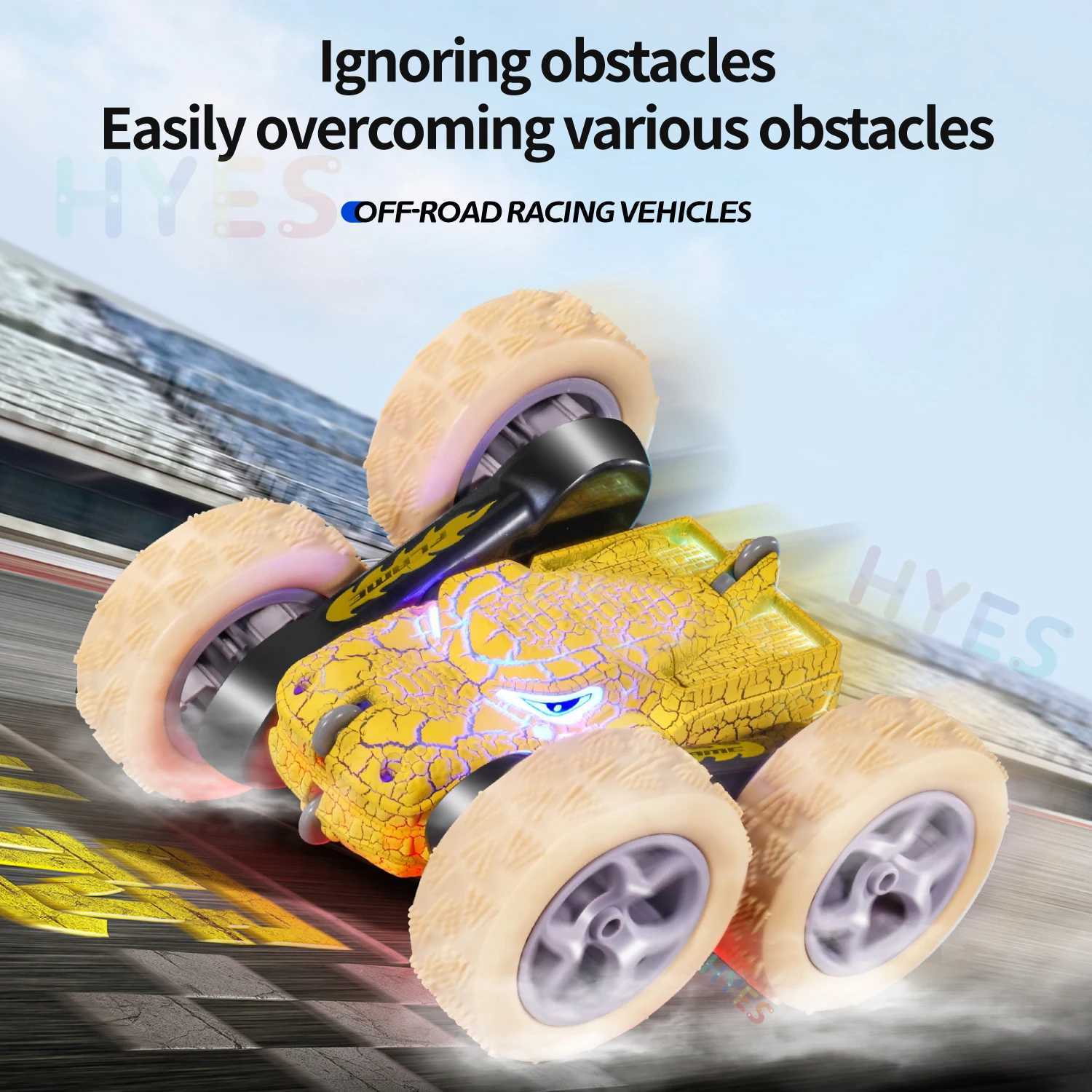 Free shipping Sudden Dinosaur RC Stunt 2.4G 5WD High Speed Double sided Tumbl Drift LED Light Remote Control Car Toy Children Adult Gift