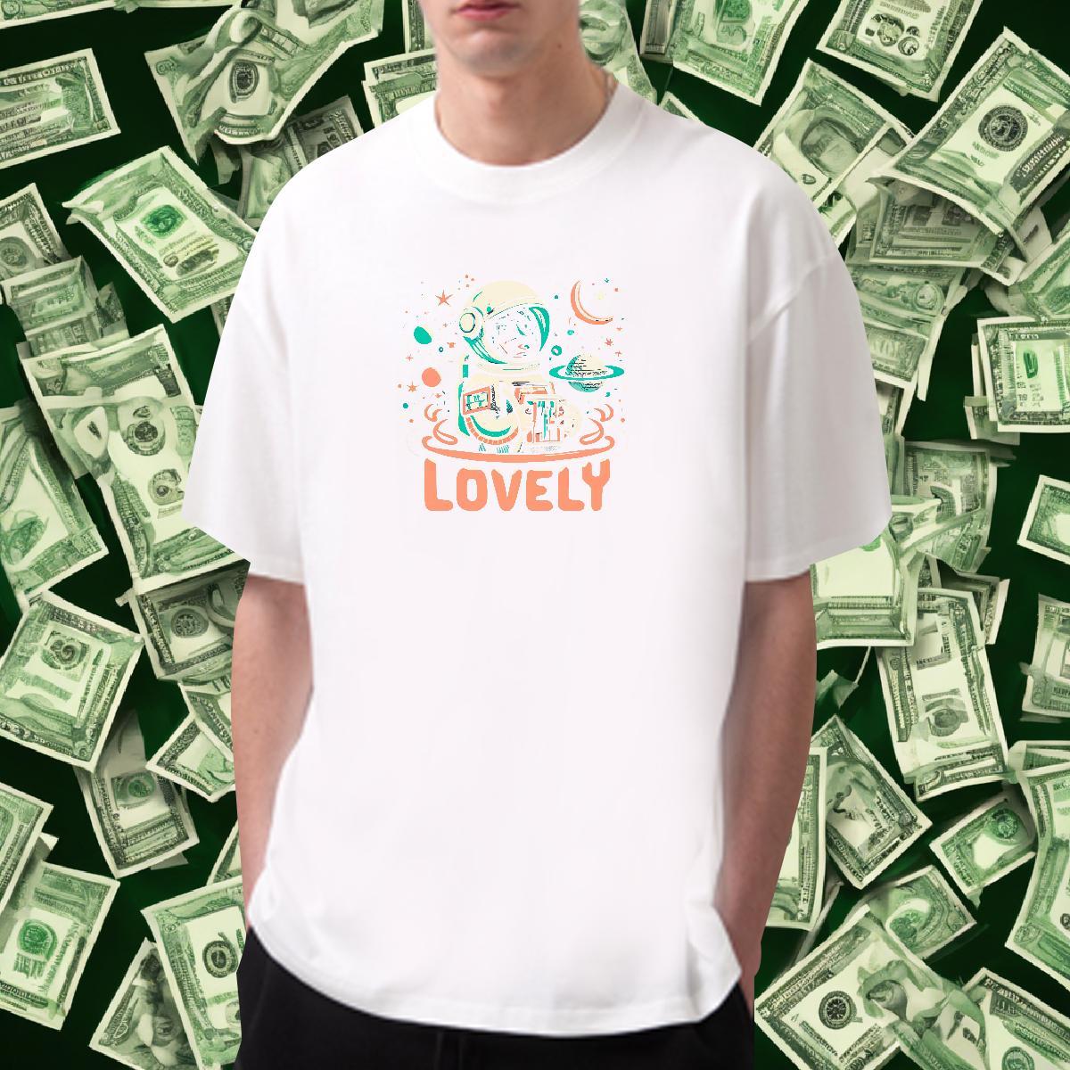 Loose Mens Tshirts 100% Cotton 230g Summer Casual spaceman White Plus Size Breathable Short Sleeve 2024 Designer T Shirt For Man Tops Tees