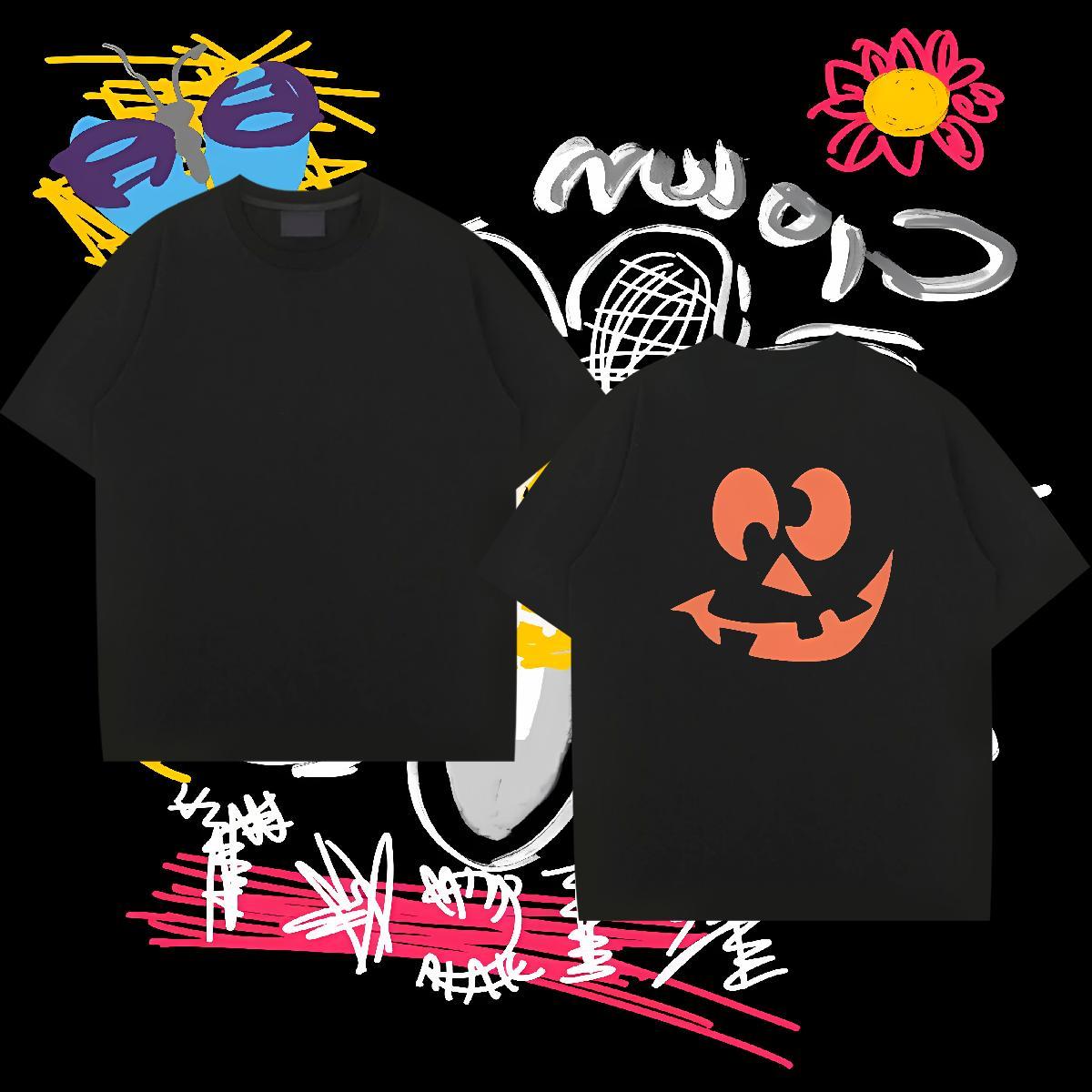 2024 Men T Shirts 100% Cotton 230g pumpkin Hip Hop Tees Round Neck Short Sleeve Loose Tshirt for Man Woman Customized