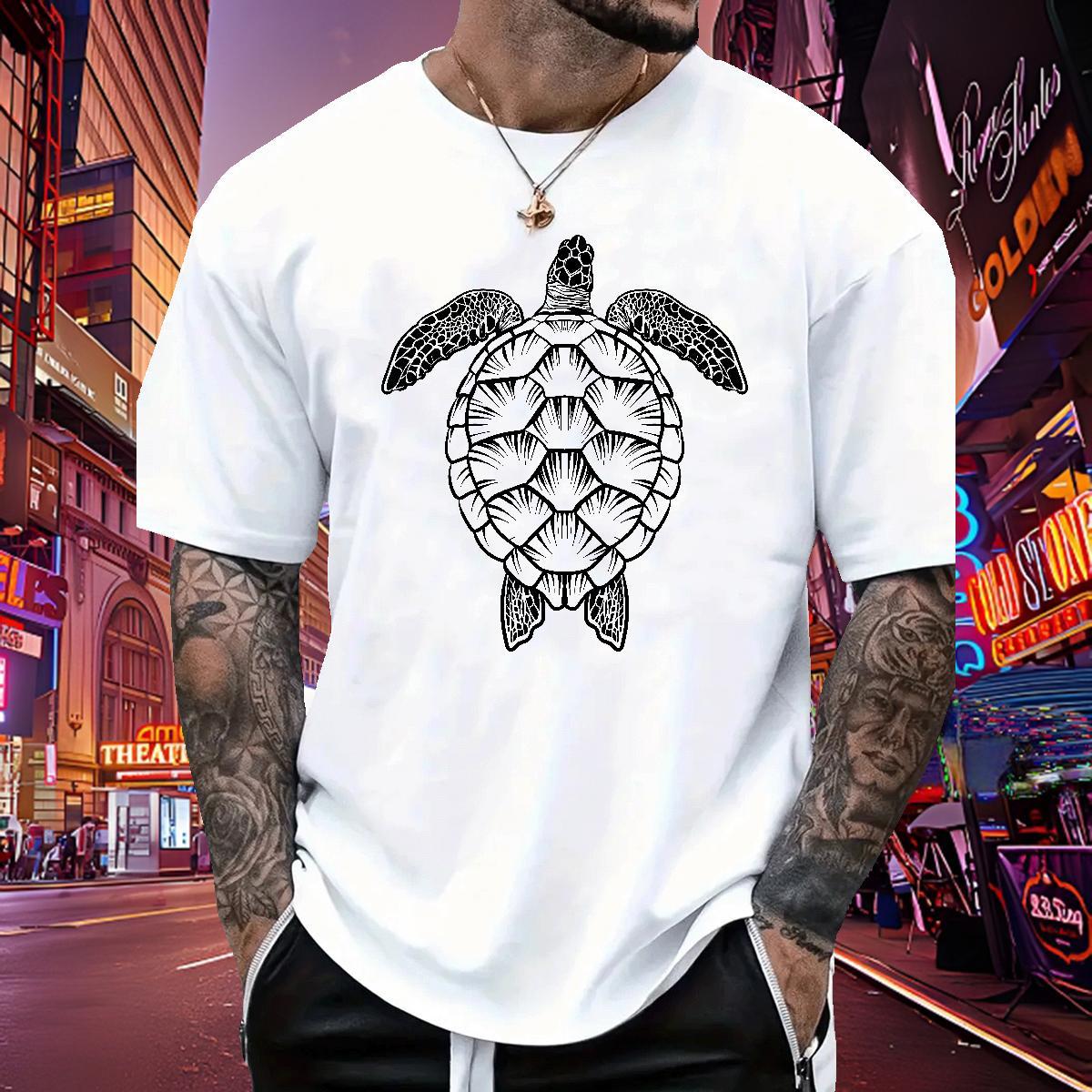 Loose Fit Men Clothes T-Shirt 100% Cotton 230g tortoise T shirt Casual Beach Breathable Soft Custom Anime New Arrival Tees Shirts