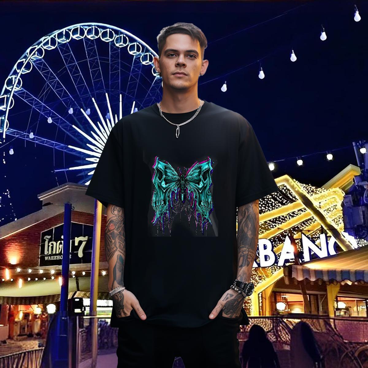 Fashion T-Shirts for Men 230g Cotton halloween Street wear Hip Hop Tops O-Neck Short Sleeve Soft Tshirt for Man Woman Cartoon Printing L-4XL