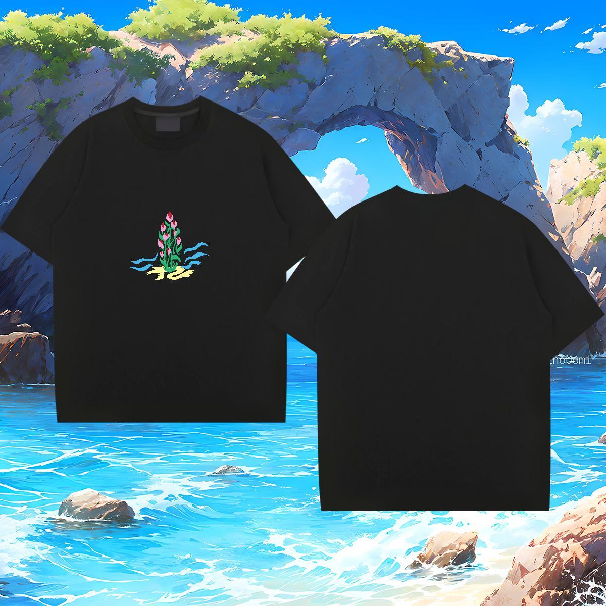 T-Shirts for Men 230g Cotton flower Anime Printing Street Pure Cotton Floral Print Men Tshirts Free Shipping Classic Tops Tees