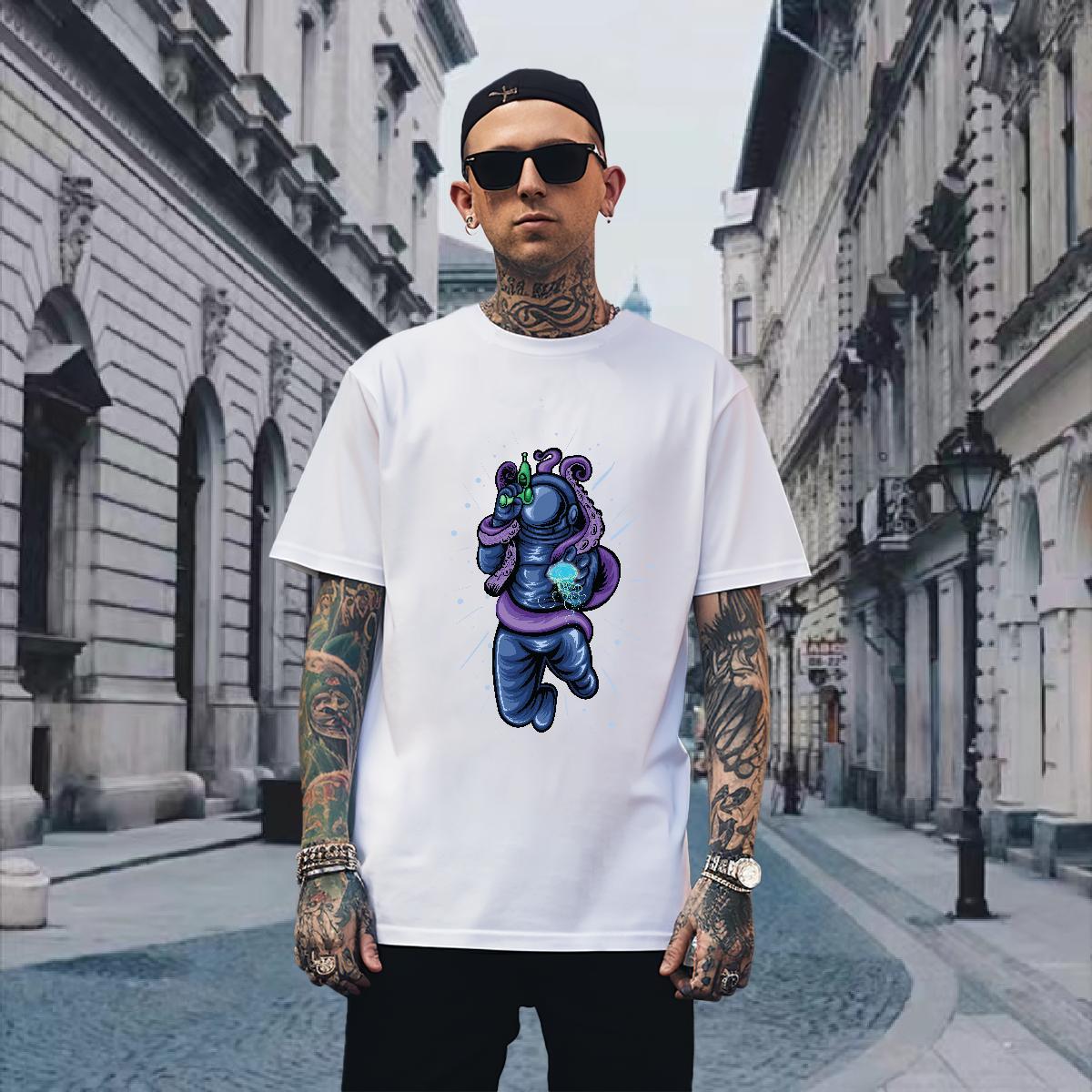 Men T Shirts 230g Cotton space Street Breathable Anime Men Tshirts 2024 Designer Cool Design Tops