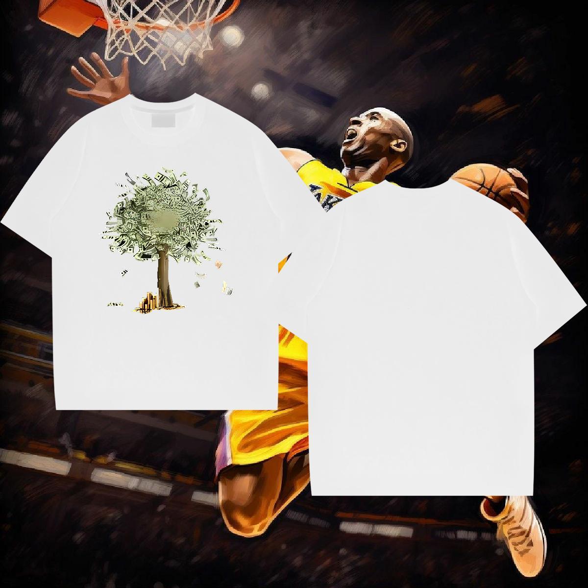 2024 New Man T Shirts 100% Cotton 230g tree Outdoor Polos O Neck Short Sleeves Cool Design Tshirts Oversized 3XL 4XL