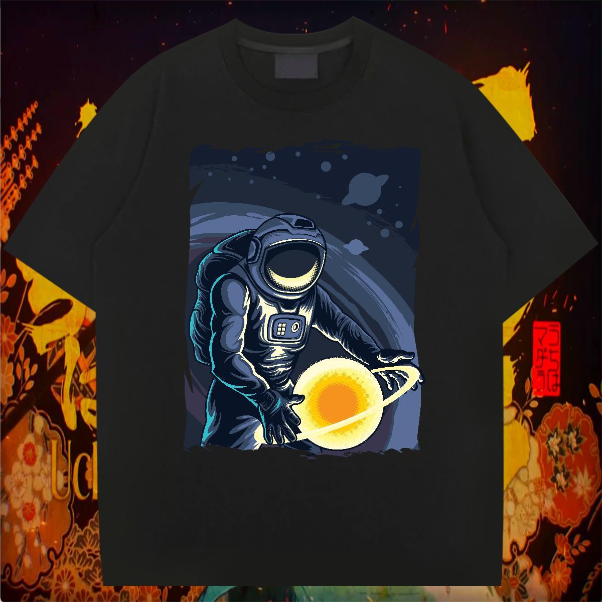 T Shirts Men 230g Cotton universe Street Crew Neck Anime Tshirt for Man Woman 2024 Designer Loose Fit Polos