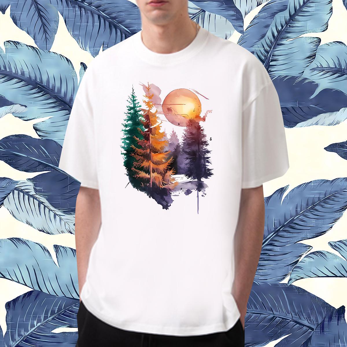 Fashion Men T Shirts 230g Cotton tree Hip Hop Tee Shirt Breathable Soft TOP Quality Couples T Shirts Black Oversized