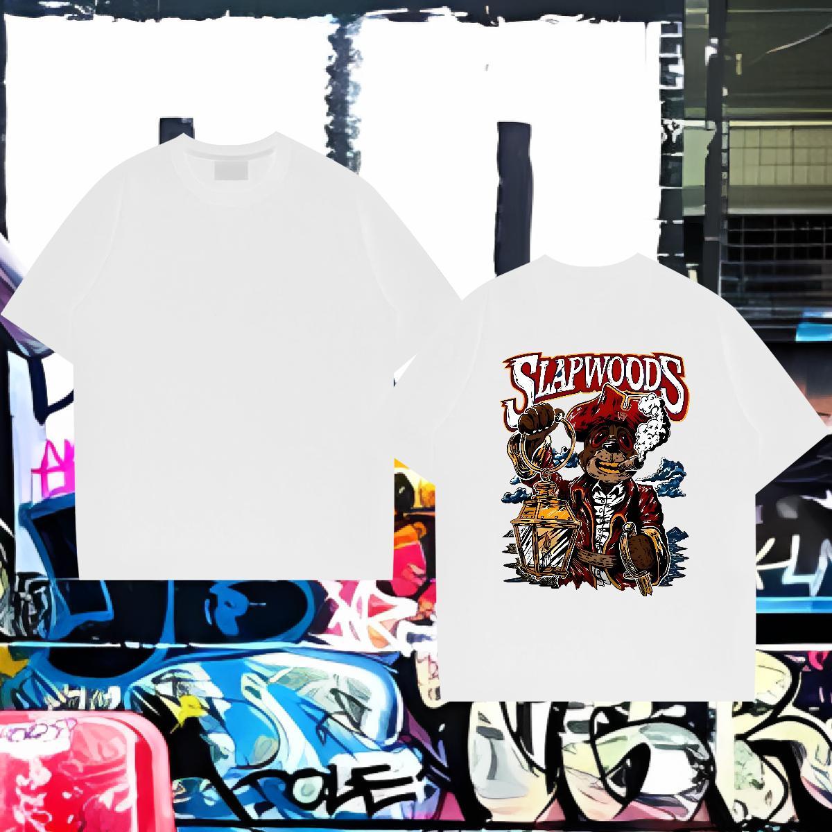 Stylist Men T Shirts 230g 100% Cotton bear Casual Beach Clothings Pure Cotton Wholesale Tshirt for Man Woman Skull