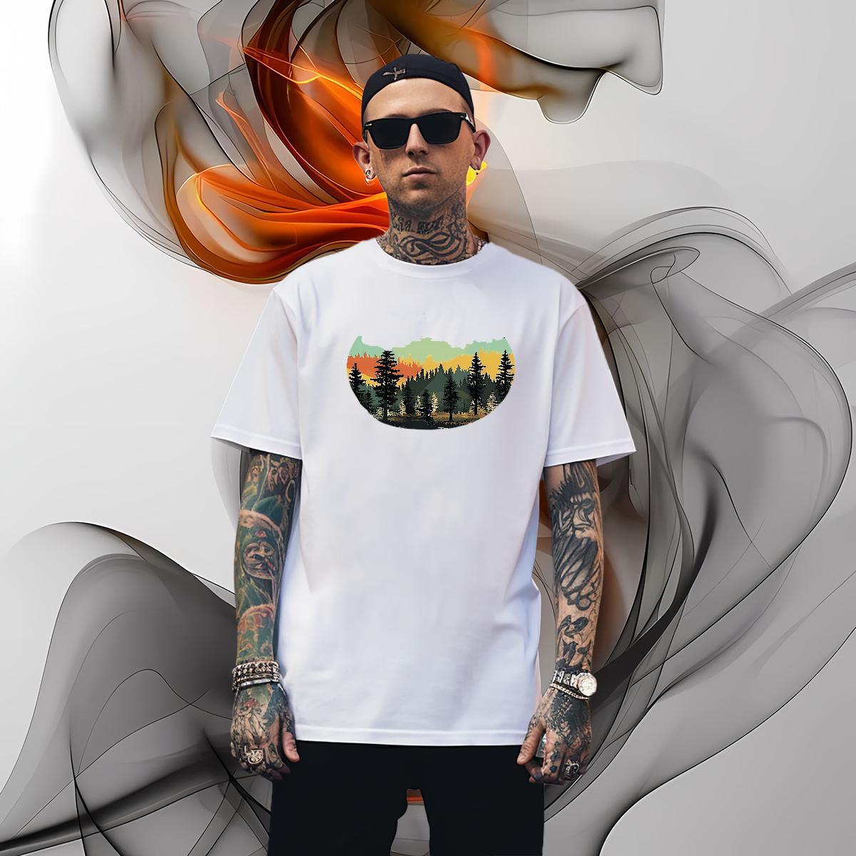 T Shirts Men 230g Cotton tree Anime Printing Street O Neck Short Sleeves DIY Printed Men Clothes T-Shirt Customized TOP Quality Clothings