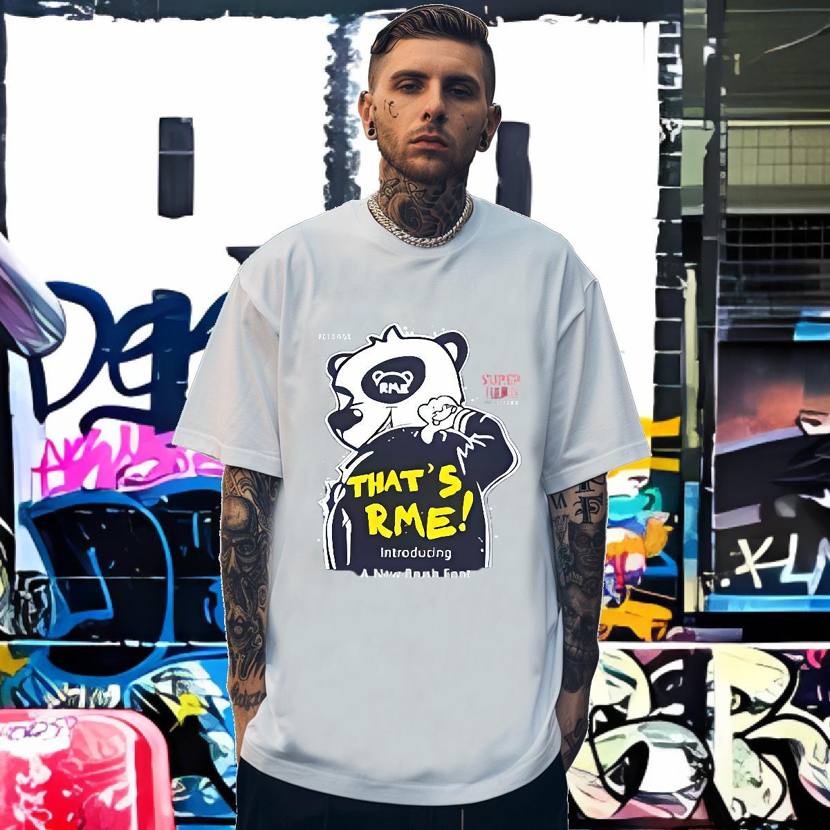 High Quality Mens Tshirts 230g Cotton panda T Shirt For Man Daily Wear O-Neck Short Sleeve Graphic Classic Clothings