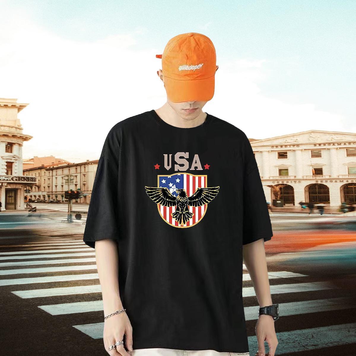 Brand T Shirt For Man 230g Pure Cotton eagle Home Outdoor Tshirts Breathable Designer Mens Tshirts Cartoon Print