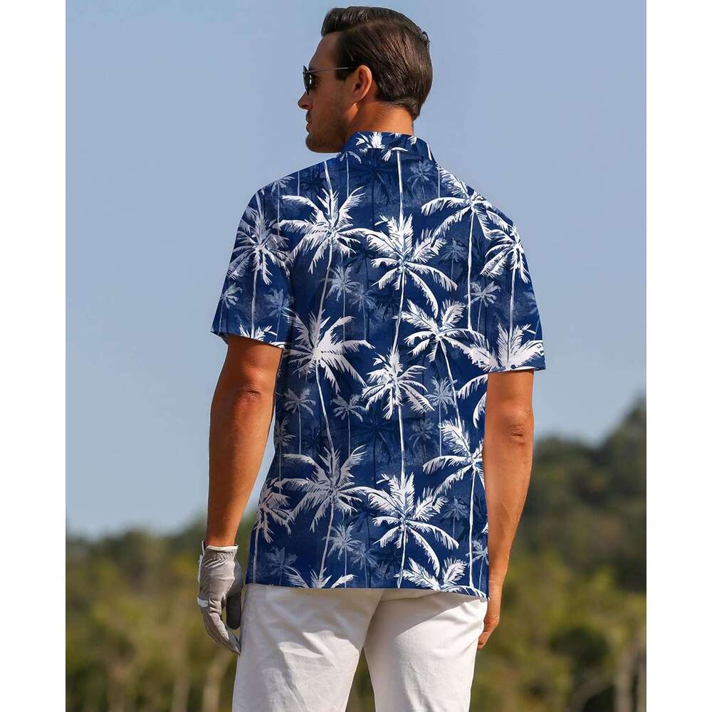 Fashion Mens Polo shirt Mens Golf Shirt Hawaiian Men Moisture Wicking Dry Fit Soft Breathable Short Sleeve 4-Way Stretch Casual tops summer clothes Sh