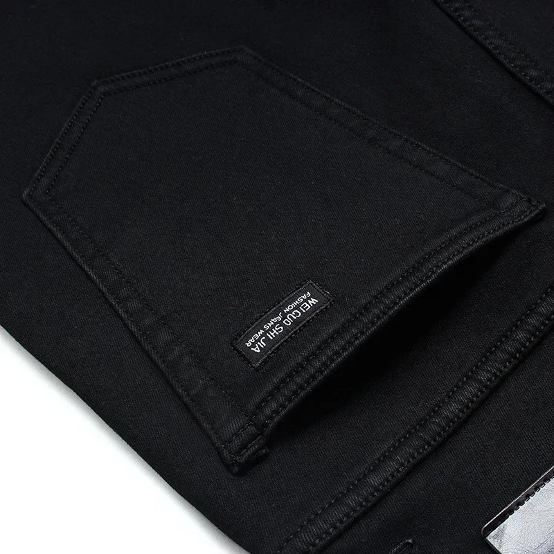 2024 Classic Mens Fashion Edition Straight Jeans Pure Black Soft Elastic Comfortable Motorcycle Casual Denim Trouser Mens240806